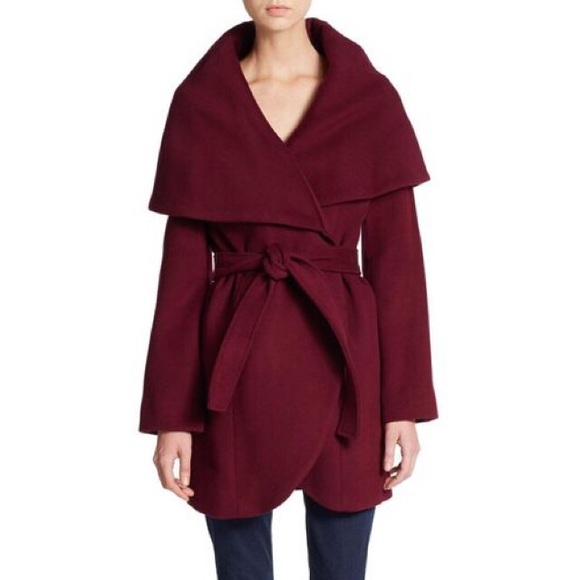 burgundy wrap coat